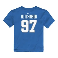 T-shirt Nike bleu pour enfant avec nom et numéro de joueur des Lions Detroit Aidan Hutchinson