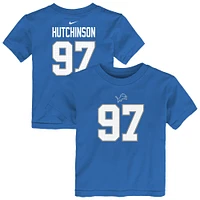 T-shirt Nike bleu pour enfant avec nom et numéro de joueur des Lions Detroit Aidan Hutchinson
