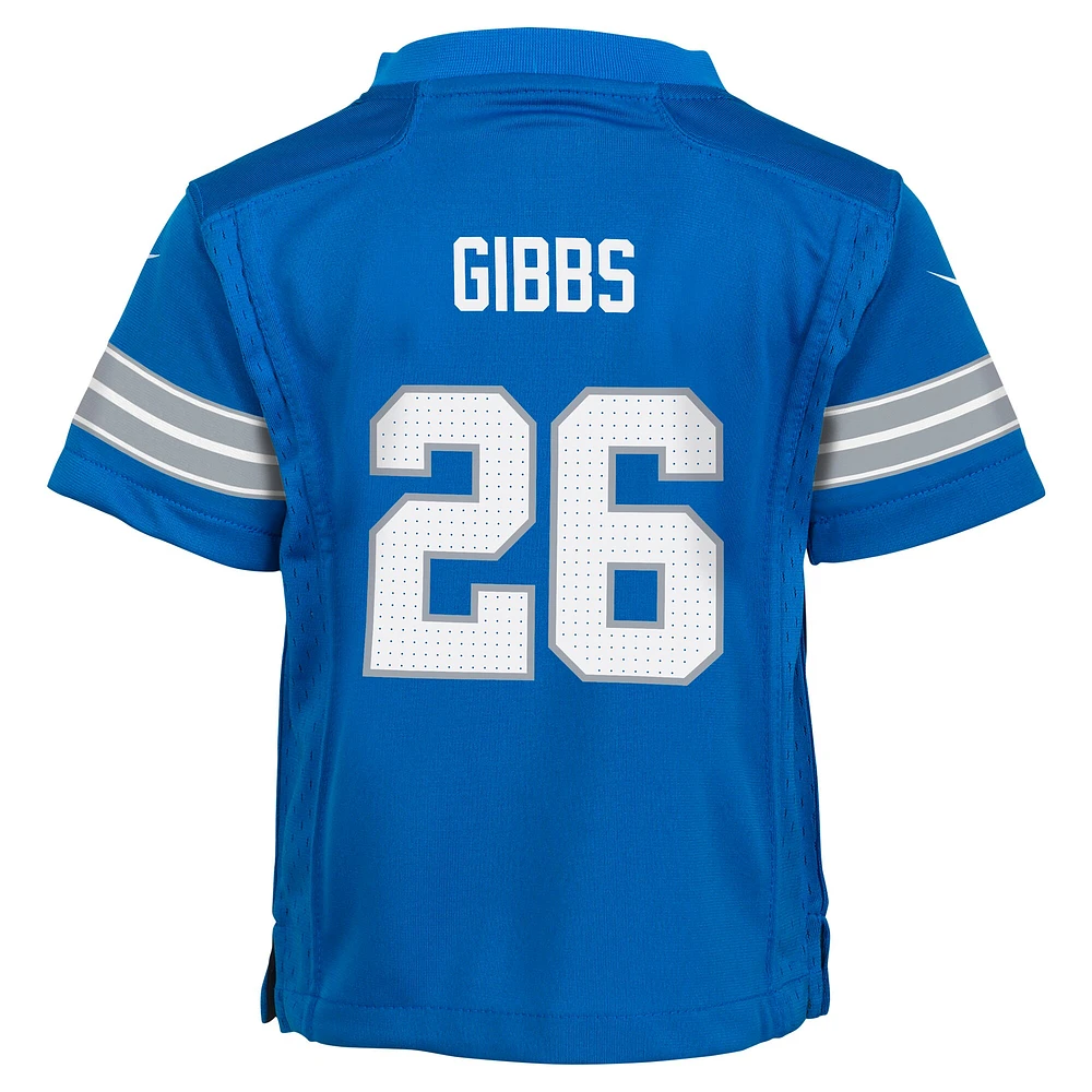 Maillot de jeu Nike Jahmyr Gibbs bleu pour tout-petit des Lions Détroit