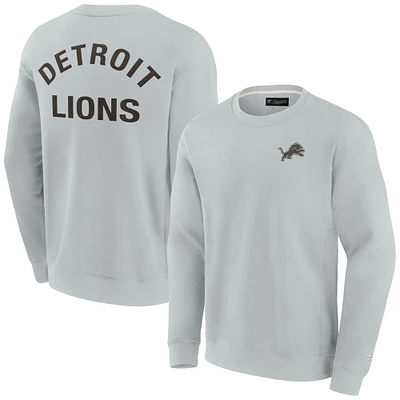 Sweat-shirt unisexe fanatiques gris Detroit Lions super doux pull ras du cou