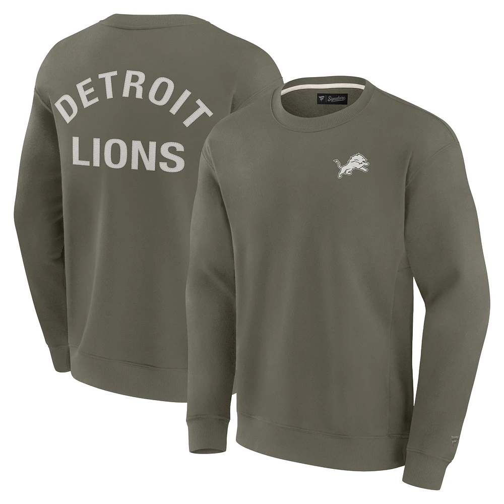 Unisex Fanatics Olive Detroit Lions Super Soft Pullover Crew Sweatshirt