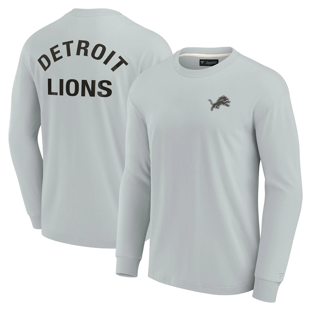 T-shirt unisexe gris à manches longues super doux Detroit Lions Elements