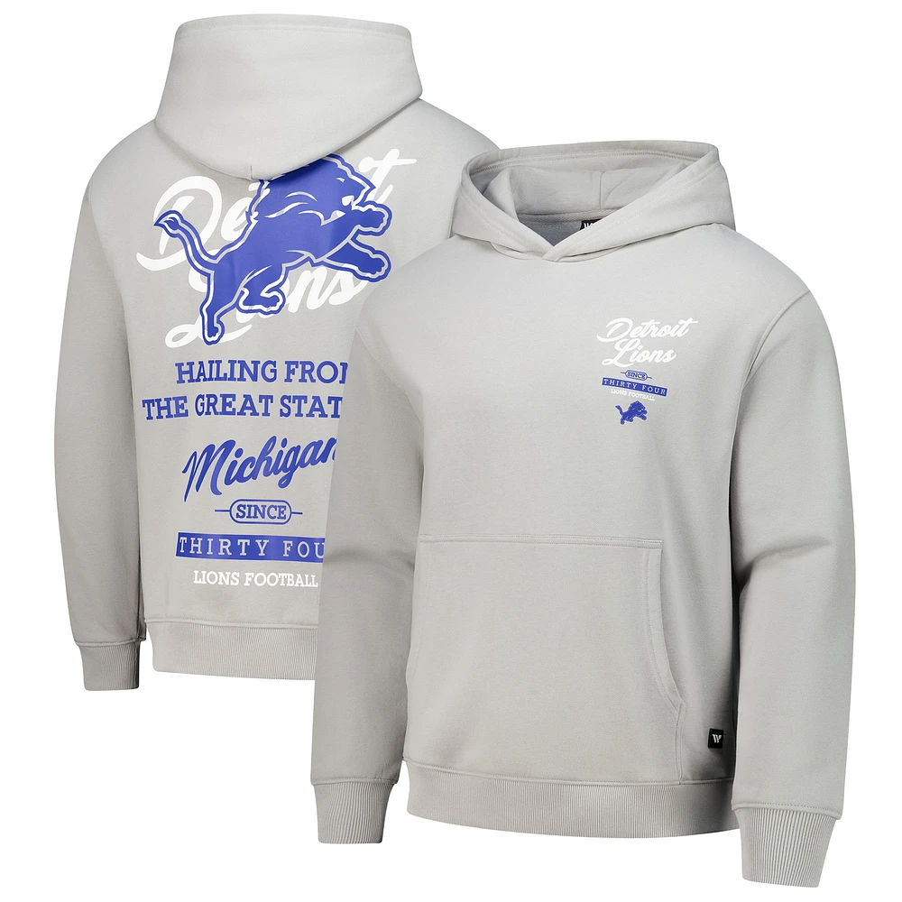 Unisex The Wild Collective Silver Detroit Lions Fleece Pullover Hoodie