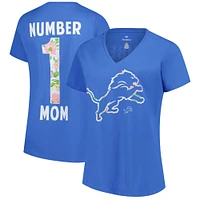 Women's Fanatics  Blue Detroit Lions Plus Mother's Day Floral V-Neck T-Shirt
