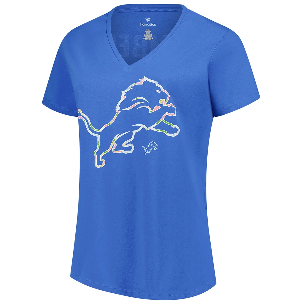 Women's Fanatics  Blue Detroit Lions Plus Mother's Day Floral V-Neck T-Shirt