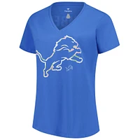 Women's Fanatics  Blue Detroit Lions Plus Mother's Day Floral V-Neck T-Shirt