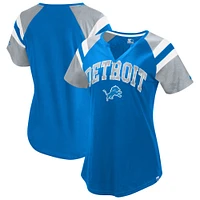 Women's Starter  Blue Detroit Lions Game On Notch Neck Raglan T-Shirt
