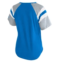 Women's Starter  Blue Detroit Lions Game On Notch Neck Raglan T-Shirt