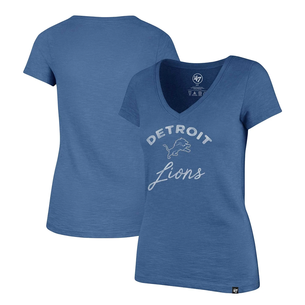 T-shirt bleu à col en V Avery Scrum des Detroit Lions '47 pour femmes