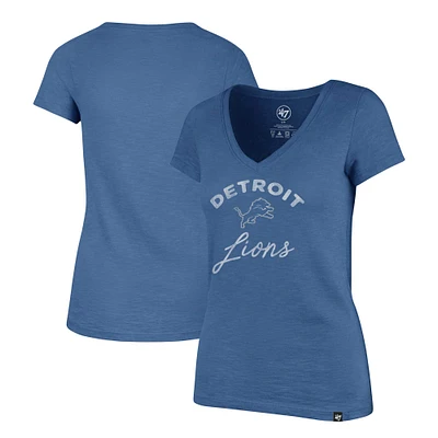 T-shirt bleu à col en V Avery Scrum des Detroit Lions '47 pour femmes