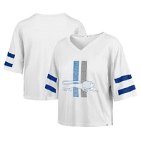 T-shirt court à col en V pour femme Detroit Lions Double Header Scout '47 blanc
