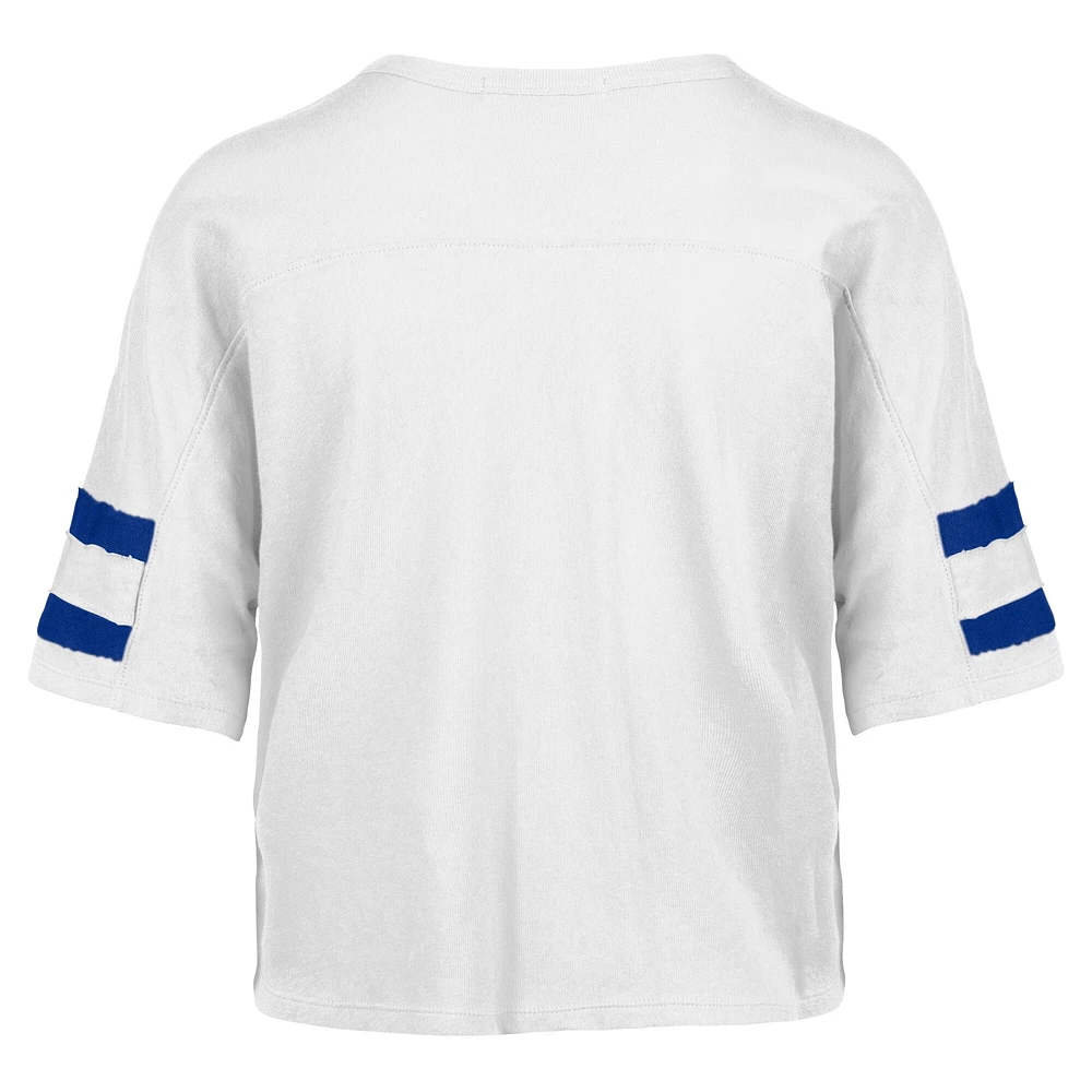 T-shirt court à col en V pour femme Detroit Lions Double Header Scout '47 blanc