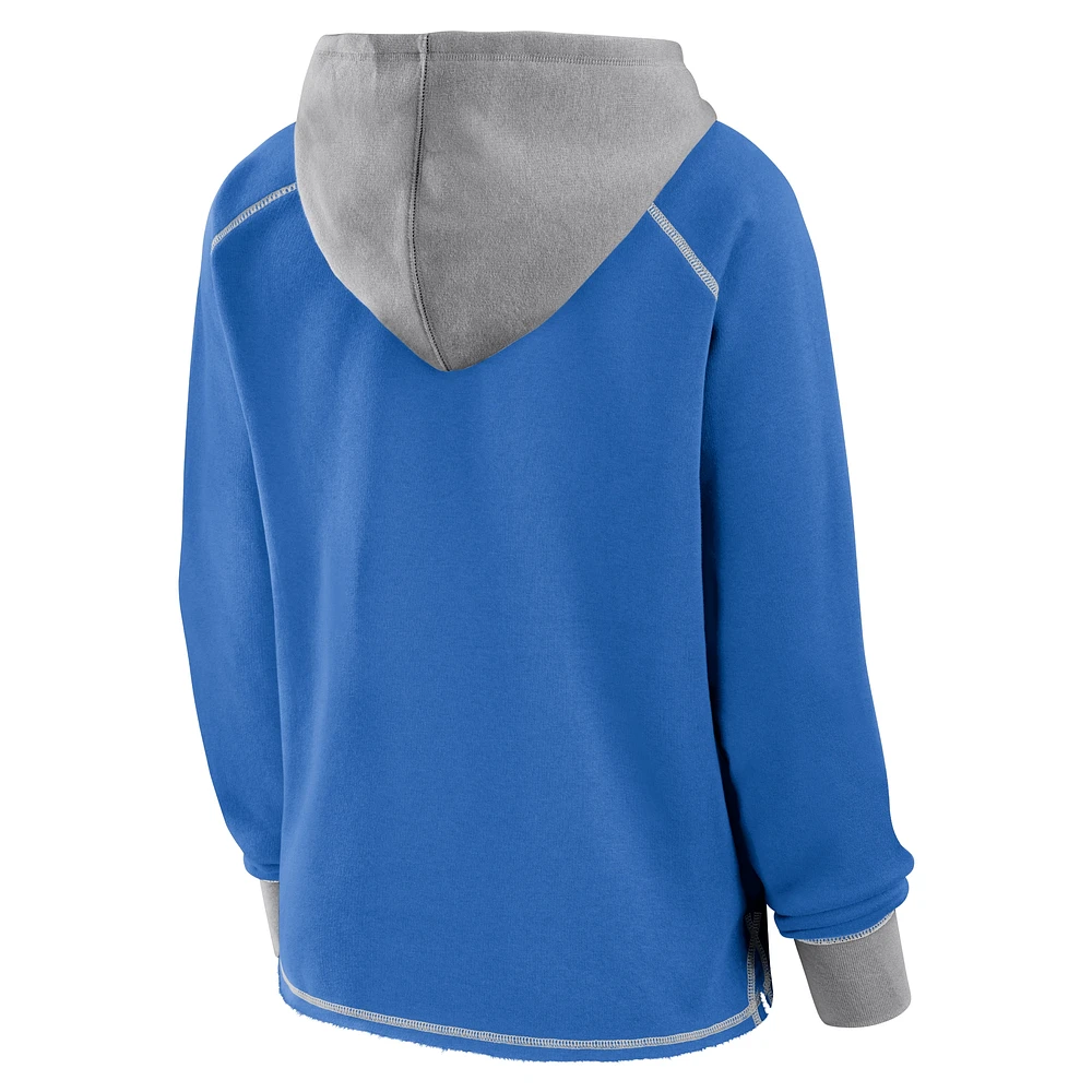 Women's Blue Detroit Lions Boom Fleece Pullover V-Neck Hoodie