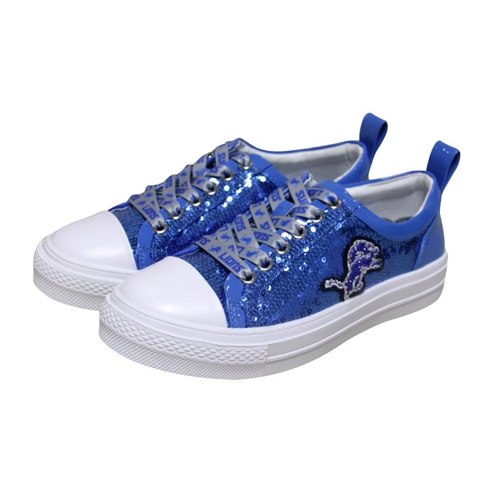 Women's Cuce Blue Detroit Lions Team Sequin Sneakers