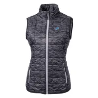 Men's Cutter & Buck Gray Detroit Lions Throwback Logo Rainier PrimaLoft Eco Insulated Full-Zip Puffer Vest Size: Small