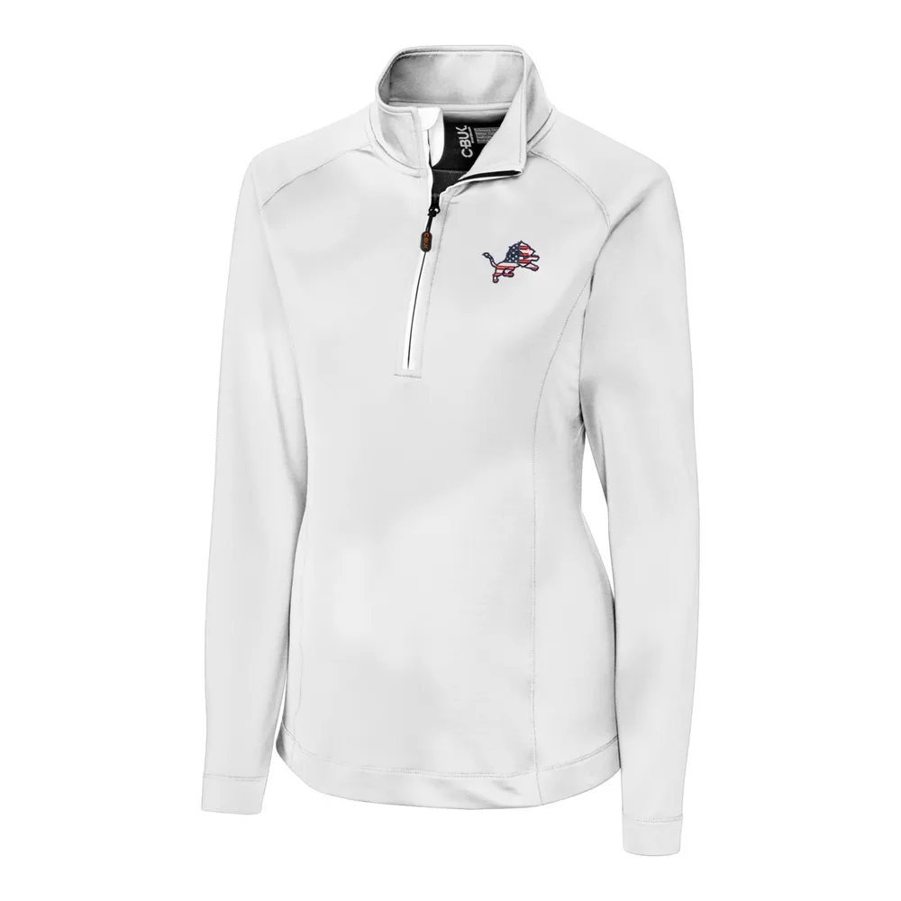 Lids Detroit Lions Cutter & Buck Women's Americana Jackson Half-Zip  Overknit Pullover Jacket - White