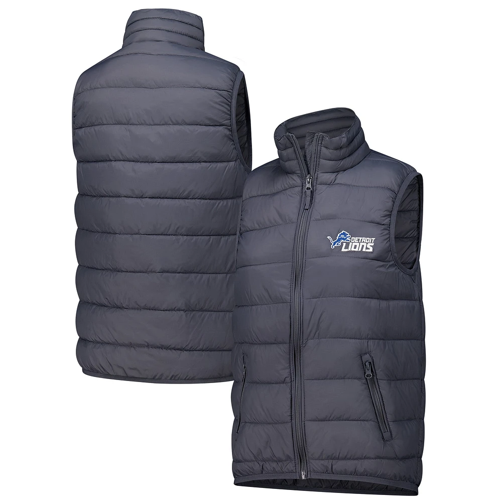 Women's  Dunbrooke Charcoal Detroit Lions Alberta Full-Zip Vest