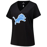 Women's Fanatics Amon-Ra St. Brown Black Detroit Lions Plus Player Name & Number V-Neck T-Shirt