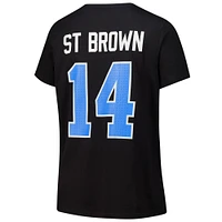 Women's Fanatics Amon-Ra St. Brown Black Detroit Lions Plus Player Name & Number V-Neck T-Shirt