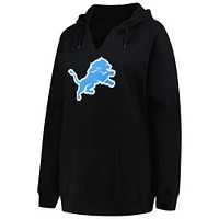 Women's Fanatics Black Detroit Lions Plus V-Neck Pullover Hoodie