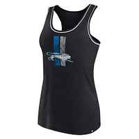 Débardeur noir à dos nageur avec logo principal des Detroit Lions Fanatics pour femmes