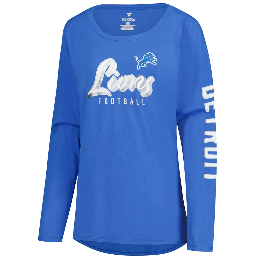 Women's Fanatics Blue Detroit Lions Cheerleader Long Sleeve T-Shirt