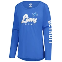Women's Fanatics Blue Detroit Lions Cheerleader Long Sleeve T-Shirt