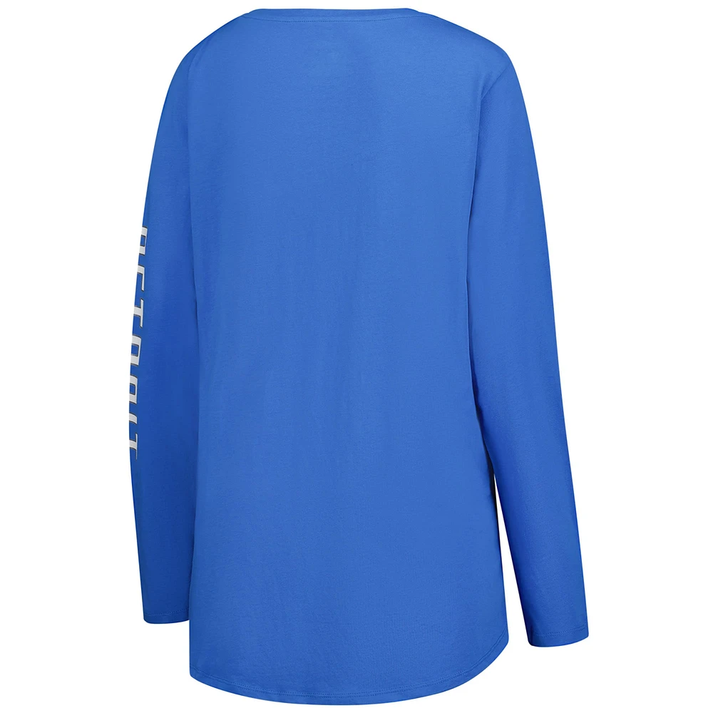 Women's Fanatics Blue Detroit Lions Cheerleader Long Sleeve T-Shirt