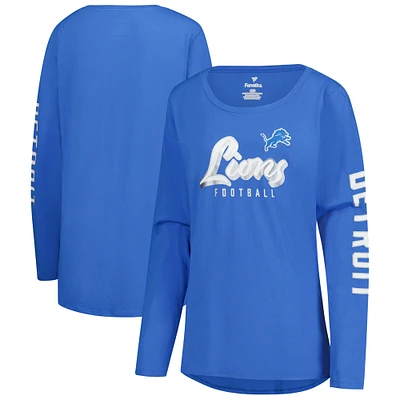Women's Fanatics Blue Detroit Lions Cheerleader Long Sleeve T-Shirt