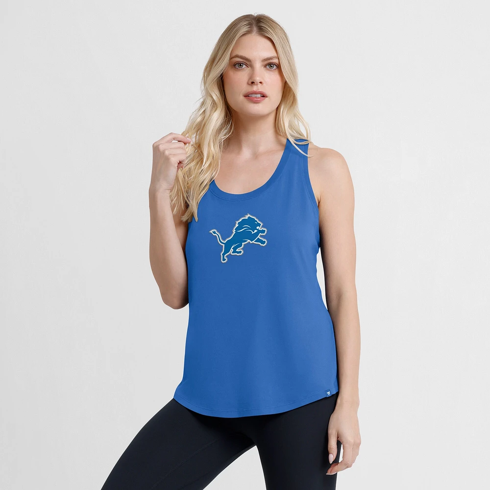 Women's Fanatics Blue Detroit Lions Iron Fan Tank Top