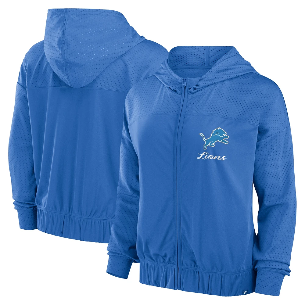 Women's Fanatics Blue Detroit Lions Script Lock Full-Zip Hoodie