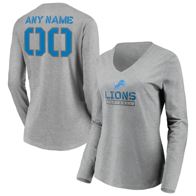 Lids Detroit Lions Fanatics Branded Women's Personalized Name & Number  Evanston Stencil Long Sleeve V-Neck T-Shirt - Gray