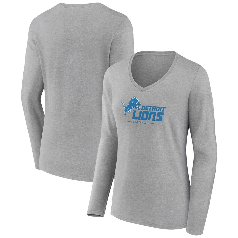 Lids Detroit Lions Fanatics Branded Women's Logo Team Lockup Long Sleeve V- Neck T-Shirt