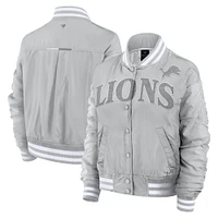 Veste à boutons-pression intégrale Detroit Lions Elements Wave de Fanatics pour femme, gris