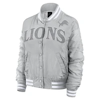 Veste à boutons-pression intégrale Detroit Lions Elements Wave de Fanatics pour femme, gris