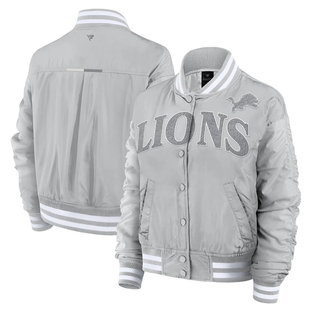 Veste à boutons-pression intégrale Detroit Lions Elements Wave de Fanatics pour femme, gris