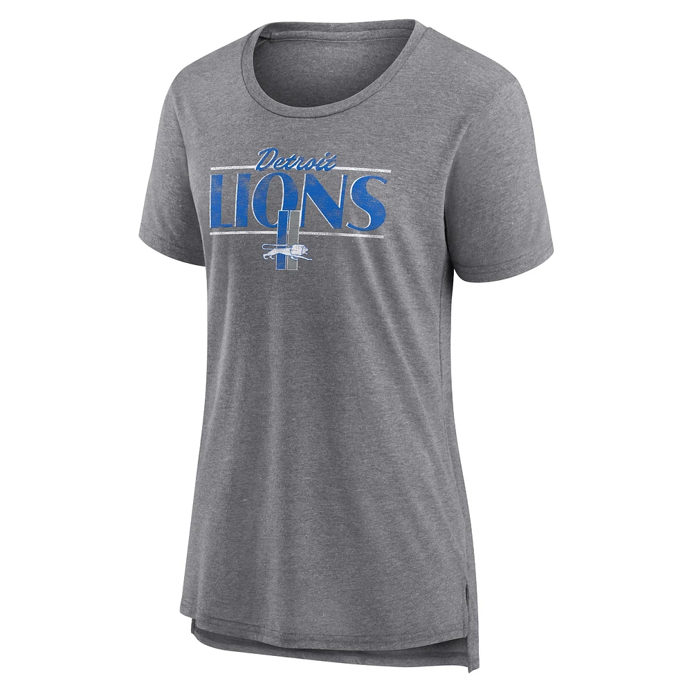 Women's Fanatics Heather Gray Detroit Lions Up the Middle Tri-Blend T-Shirt