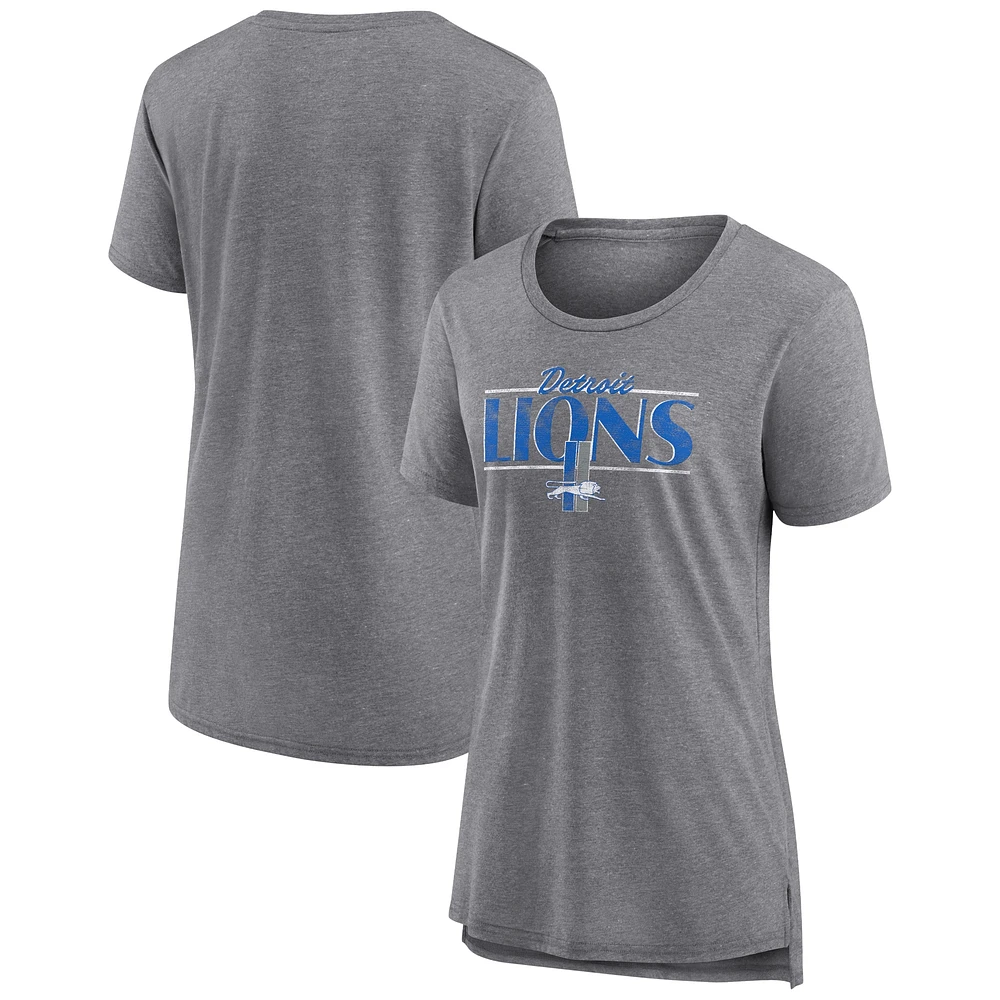 Women's Fanatics Heather Gray Detroit Lions Up the Middle Tri-Blend T-Shirt