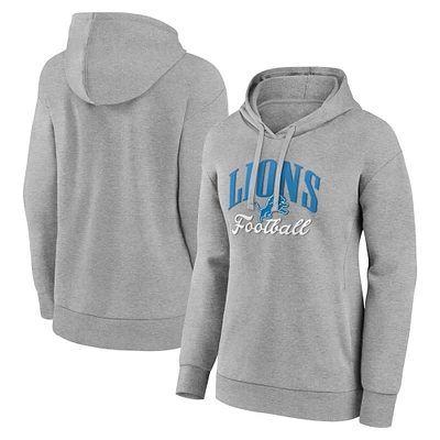 Women's Fanatics Heather Gray Detroit Lions Victory Script Pullover Hoodie