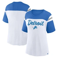 Women's Fanatics White/Blue Detroit Lions Cheer Chant Fashion Crop Top