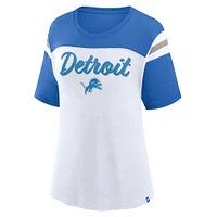 Women's Fanatics White/Blue Detroit Lions Cheer Chant Fashion Crop Top