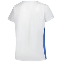 T-shirt à lacets et col en V paillettes pour femmes Fanatics White Detroit Lions grande taille