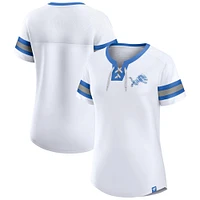 T-shirt à lacets Fanatics pour femmes, blanc, Detroit Lions Sunday Best