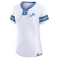 T-shirt à lacets Fanatics pour femmes, blanc, Detroit Lions Sunday Best
