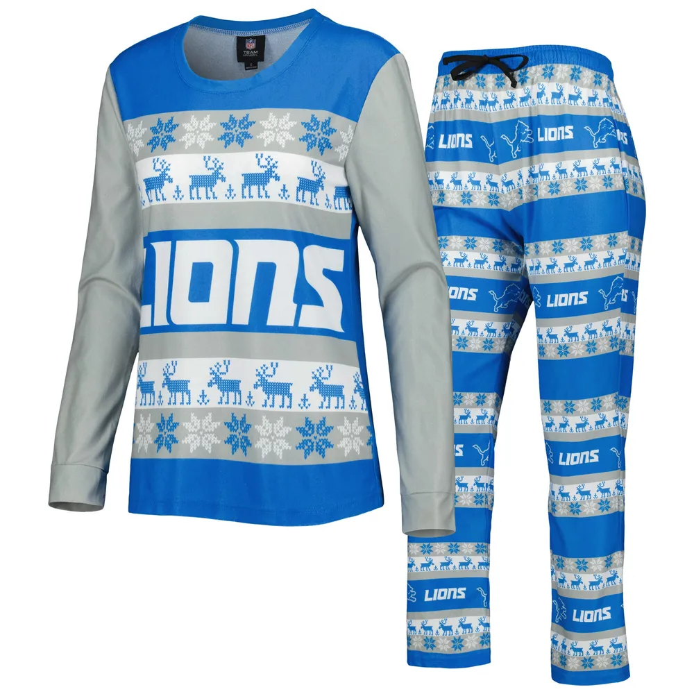 Lids Detroit Lions FOCO Women's Holiday Ugly Pajama Set - Blue