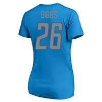 Women's Jahmyr Gibbs Blue Detroit Lions Plus Fair Catch Name & Number V-Neck T-Shirt