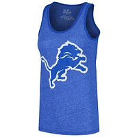 Women's Majestic Threads Aidan Hutchinson Heather Blue Detroit Lions Name & Number Tri-Blend Tank Top