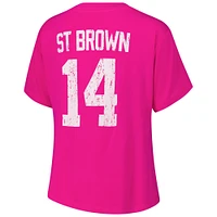 T-shirt Majestic Threads pour femme avec nom et numéro Amon-Ra St. Brown Pink Detroit Lions