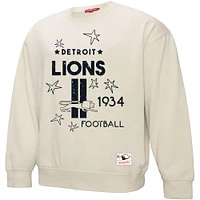 Women's Mitchell & Ness Cream Detroit Lions Shooting Stars Pullover Sweatshirt