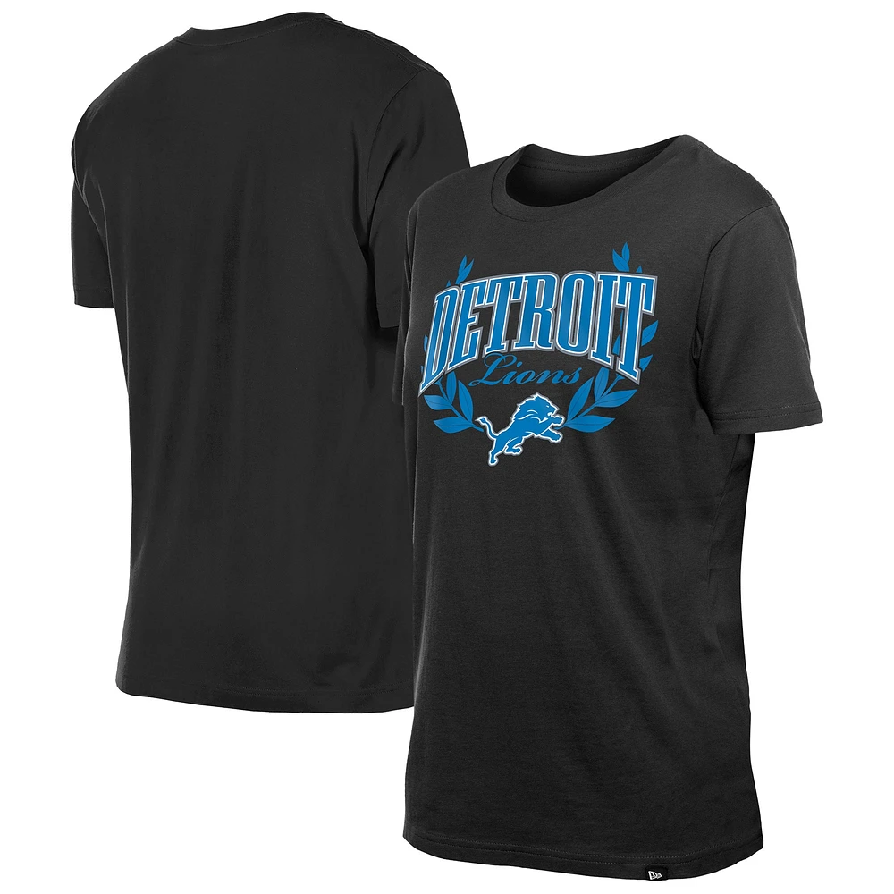T-shirt noir New Era pour femme, Detroit Lions, repêchage NFL 2025